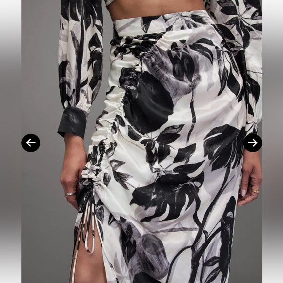 ALL SAINTS Carla Silk Blend Jackie Midi Skirt - Picture 5 of 9